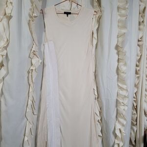 Rag & Bone Paige Cream Assymetrical Silk Wool Dress with Side Panel Small